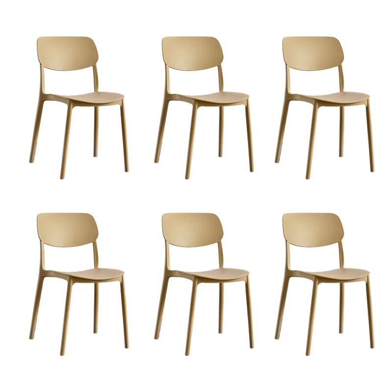 Scandinavian Open Back Dining Chairs Plastic Armless Dining Side Chair Khaki 6 Piece Set Clearhalo 'Dining Chairs' 'Dining Tables & Seating' 'dining_chair' 'furn' 'furn_dining_chair' 'Furniture' 'Kitchen & Dining Furniture' 5863186