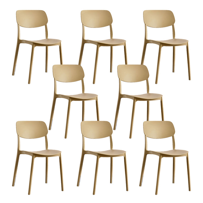 Scandinavian Open Back Dining Chairs Plastic Armless Dining Side Chair Khaki 8 Piece Set Clearhalo 'Dining Chairs' 'Dining Tables & Seating' 'dining_chair' 'furn' 'furn_dining_chair' 'Furniture' 'Kitchen & Dining Furniture' 5863187