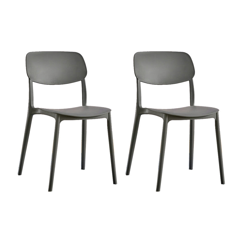 Scandinavian Open Back Dining Chairs Plastic Armless Dining Side Chair Dark Gray 2 Piece Set Clearhalo 'Dining Chairs' 'Dining Tables & Seating' 'dining_chair' 'furn' 'furn_dining_chair' 'Furniture' 'Kitchen & Dining Furniture' 5863188