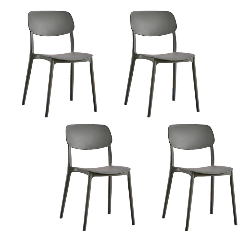 Scandinavian Open Back Dining Chairs Plastic Armless Dining Side Chair Dark Gray 4 Piece Set Clearhalo 'Dining Chairs' 'Dining Tables & Seating' 'dining_chair' 'furn' 'furn_dining_chair' 'Furniture' 'Kitchen & Dining Furniture' 5863189