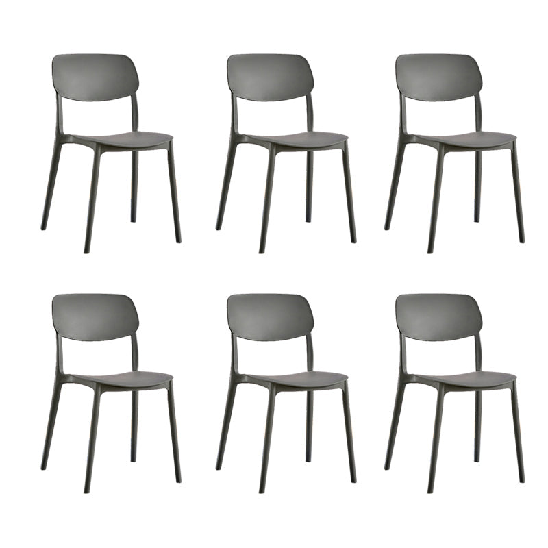 Scandinavian Open Back Dining Chairs Plastic Armless Dining Side Chair Dark Gray 6 Piece Set Clearhalo 'Dining Chairs' 'Dining Tables & Seating' 'dining_chair' 'furn' 'furn_dining_chair' 'Furniture' 'Kitchen & Dining Furniture' 5863190