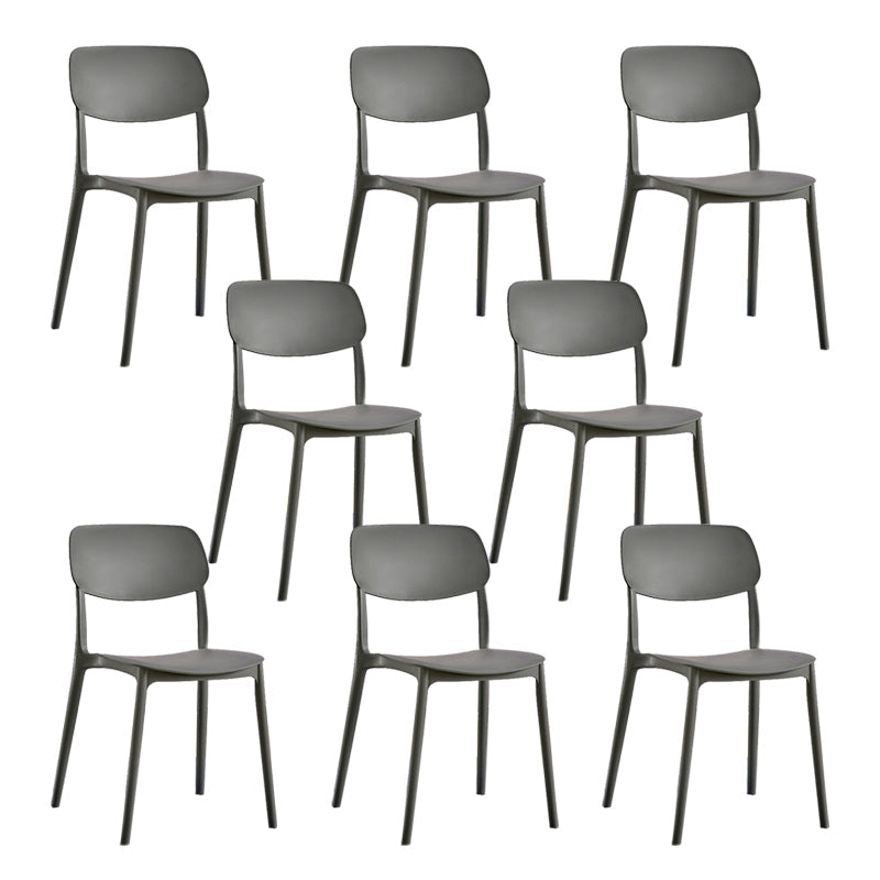 Scandinavian Open Back Dining Chairs Plastic Armless Dining Side Chair Dark Gray 8 Piece Set Clearhalo 'Dining Chairs' 'Dining Tables & Seating' 'dining_chair' 'furn' 'furn_dining_chair' 'Furniture' 'Kitchen & Dining Furniture' 5863191