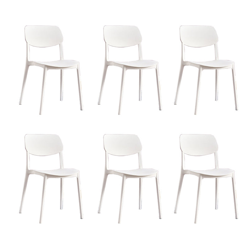Scandinavian Open Back Dining Chairs Plastic Armless Dining Side Chair White 6 Piece Set Clearhalo 'Dining Chairs' 'Dining Tables & Seating' 'dining_chair' 'furn' 'furn_dining_chair' 'Furniture' 'Kitchen & Dining Furniture' 5863194