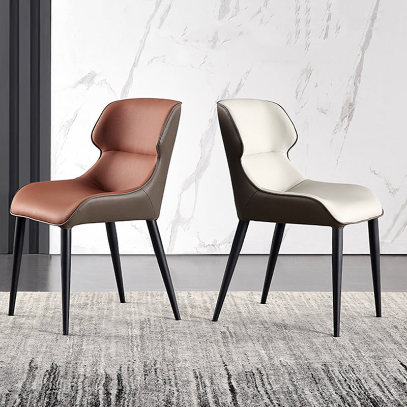 Industriële armloze eetkamerstoelen Faux Leather Wingback zijstoel