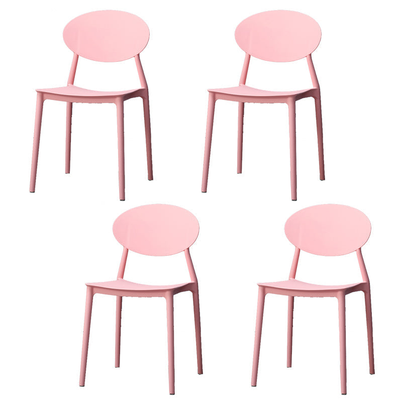 Stackable Open Back Dining Chairs Scandinavian Plastic Armless Side Chair Pink 4 Piece Set Clearhalo 'Dining Chairs' 'Dining Tables & Seating' 'dining_chair' 'furn' 'furn_dining_chair' 'Furniture' 'Kitchen & Dining Furniture' 5863236