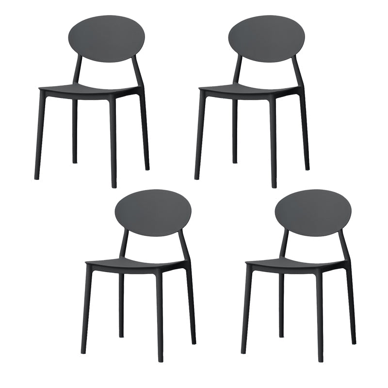 Stackable Open Back Dining Chairs Scandinavian Plastic Armless Side Chair Black 4 Piece Set Clearhalo 'Dining Chairs' 'Dining Tables & Seating' 'dining_chair' 'furn' 'furn_dining_chair' 'Furniture' 'Kitchen & Dining Furniture' 5863240