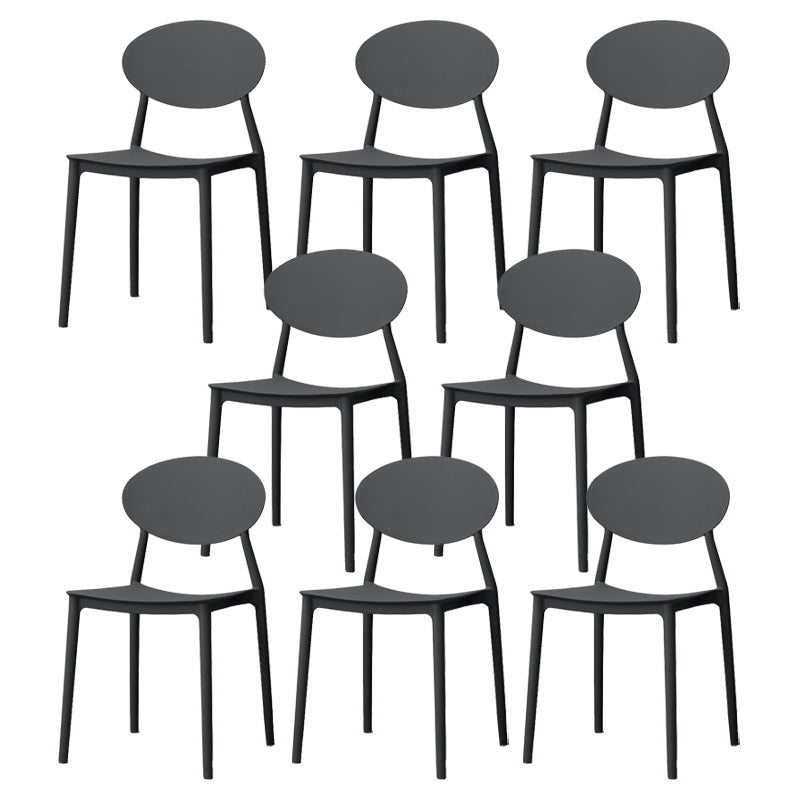 Stackable Open Back Dining Chairs Scandinavian Plastic Armless Side Chair Black 8 Piece Set Clearhalo 'Dining Chairs' 'Dining Tables & Seating' 'dining_chair' 'furn' 'furn_dining_chair' 'Furniture' 'Kitchen & Dining Furniture' 5863243