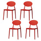 Stackable Open Back Dining Chairs Scandinavian Plastic Armless Side Chair Red 4 Piece Set Clearhalo 'Dining Chairs' 'Dining Tables & Seating' 'dining_chair' 'furn' 'furn_dining_chair' 'Furniture' 'Kitchen & Dining Furniture' 5863244