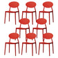 Stackable Open Back Dining Chairs Scandinavian Plastic Armless Side Chair Red 8 Piece Set Clearhalo 'Dining Chairs' 'Dining Tables & Seating' 'dining_chair' 'furn' 'furn_dining_chair' 'Furniture' 'Kitchen & Dining Furniture' 5863247
