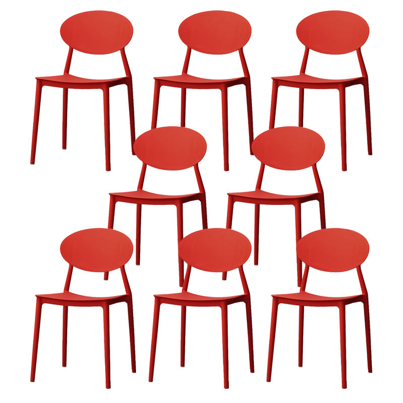 Stackable Open Back Dining Chairs Scandinavian Plastic Armless Side Chair Red 8 Piece Set Clearhalo 'Dining Chairs' 'Dining Tables & Seating' 'dining_chair' 'furn' 'furn_dining_chair' 'Furniture' 'Kitchen & Dining Furniture' 5863247