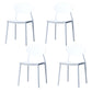 Stackable Open Back Dining Chairs Scandinavian Plastic Armless Side Chair White 4 Piece Set Clearhalo 'Dining Chairs' 'Dining Tables & Seating' 'dining_chair' 'furn' 'furn_dining_chair' 'Furniture' 'Kitchen & Dining Furniture' 5863248