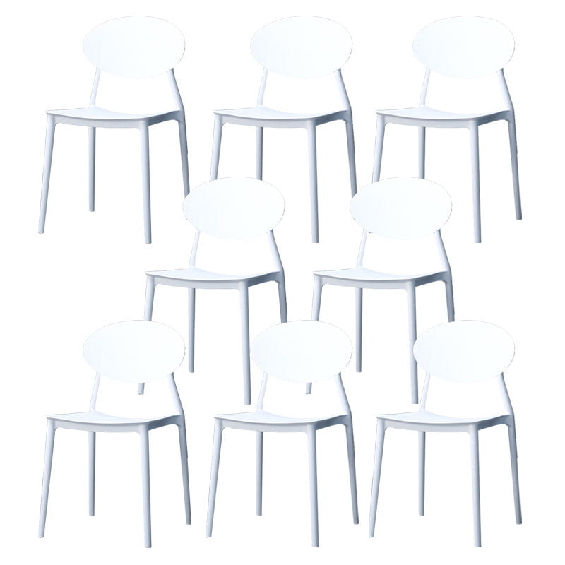 Stackable Open Back Dining Chairs Scandinavian Plastic Armless Side Chair White 8 Piece Set Clearhalo 'Dining Chairs' 'Dining Tables & Seating' 'dining_chair' 'furn' 'furn_dining_chair' 'Furniture' 'Kitchen & Dining Furniture' 5863251