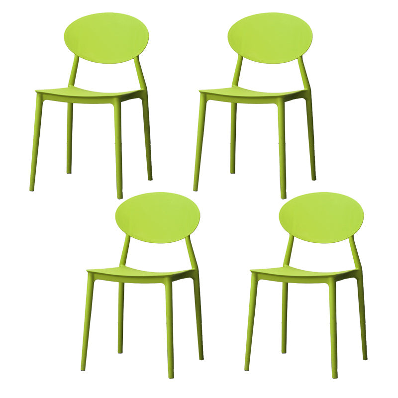 Stackable Open Back Dining Chairs Scandinavian Plastic Armless Side Chair Pea Green 4 Piece Set Clearhalo 'Dining Chairs' 'Dining Tables & Seating' 'dining_chair' 'furn' 'furn_dining_chair' 'Furniture' 'Kitchen & Dining Furniture' 5863253