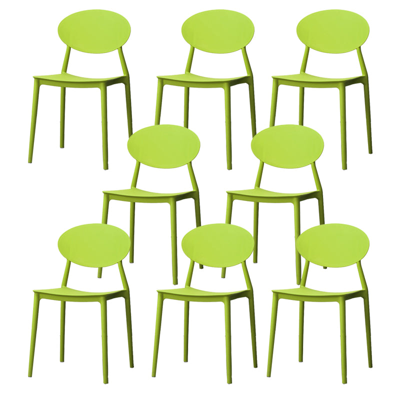 Stackable Open Back Dining Chairs Scandinavian Plastic Armless Side Chair Pea Green 8 Piece Set Clearhalo 'Dining Chairs' 'Dining Tables & Seating' 'dining_chair' 'furn' 'furn_dining_chair' 'Furniture' 'Kitchen & Dining Furniture' 5863254