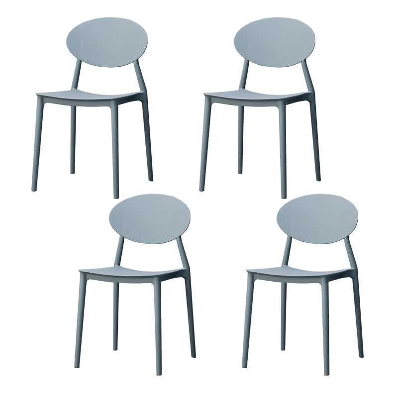 Stackable Open Back Dining Chairs Scandinavian Plastic Armless Side Chair Grey 4 Piece Set Clearhalo 'Dining Chairs' 'Dining Tables & Seating' 'dining_chair' 'furn' 'furn_dining_chair' 'Furniture' 'Kitchen & Dining Furniture' 5863256