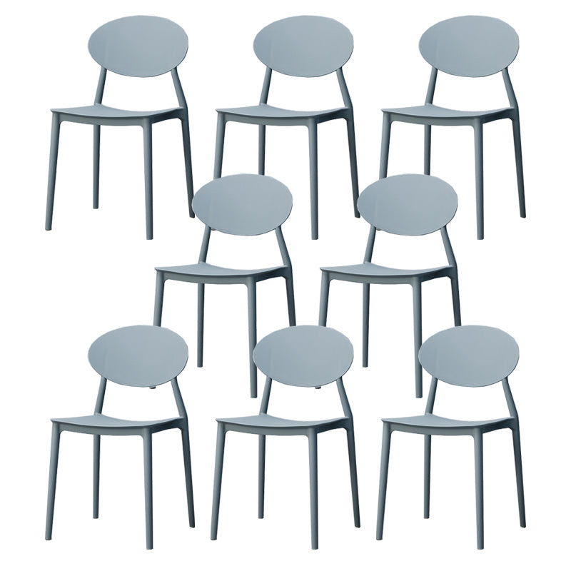 Stackable Open Back Dining Chairs Scandinavian Plastic Armless Side Chair Grey 8 Piece Set Clearhalo 'Dining Chairs' 'Dining Tables & Seating' 'dining_chair' 'furn' 'furn_dining_chair' 'Furniture' 'Kitchen & Dining Furniture' 5863258