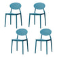 Stackable Open Back Dining Chairs Scandinavian Plastic Armless Side Chair Dark Blue 4 Piece Set Clearhalo 'Dining Chairs' 'Dining Tables & Seating' 'dining_chair' 'furn' 'furn_dining_chair' 'Furniture' 'Kitchen & Dining Furniture' 5863260