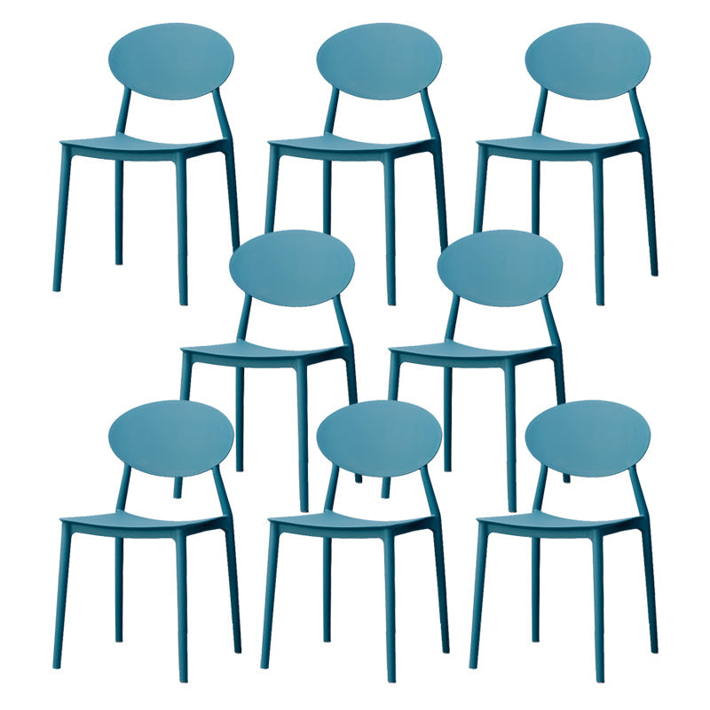 Stackable Open Back Dining Chairs Scandinavian Plastic Armless Side Chair Dark Blue 8 Piece Set Clearhalo 'Dining Chairs' 'Dining Tables & Seating' 'dining_chair' 'furn' 'furn_dining_chair' 'Furniture' 'Kitchen & Dining Furniture' 5863262