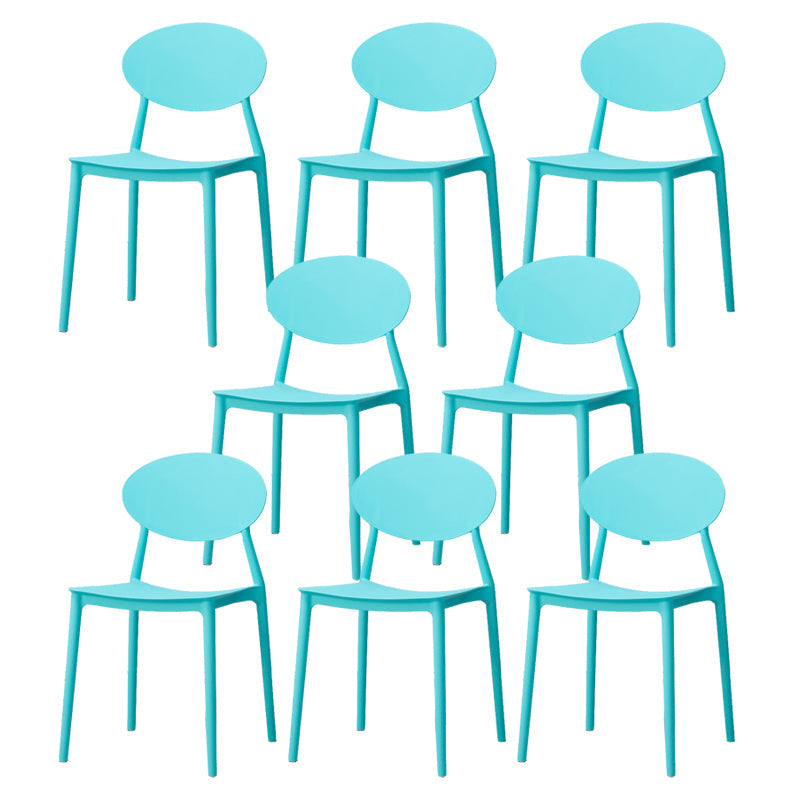 Stackable Open Back Dining Chairs Scandinavian Plastic Armless Side Chair Light Blue 8 Piece Set Clearhalo 'Dining Chairs' 'Dining Tables & Seating' 'dining_chair' 'furn' 'furn_dining_chair' 'Furniture' 'Kitchen & Dining Furniture' 5863264