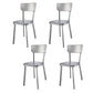 Silver Industrial Dining Chairs Stainless Steel Armless Dining Side Chair