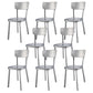 Silver Industrial Dining Chairs Stainless Steel Armless Dining Side Chair