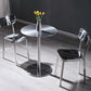 Silver Industrial Dining Chairs Stainless Steel Armless Dining Side Chair