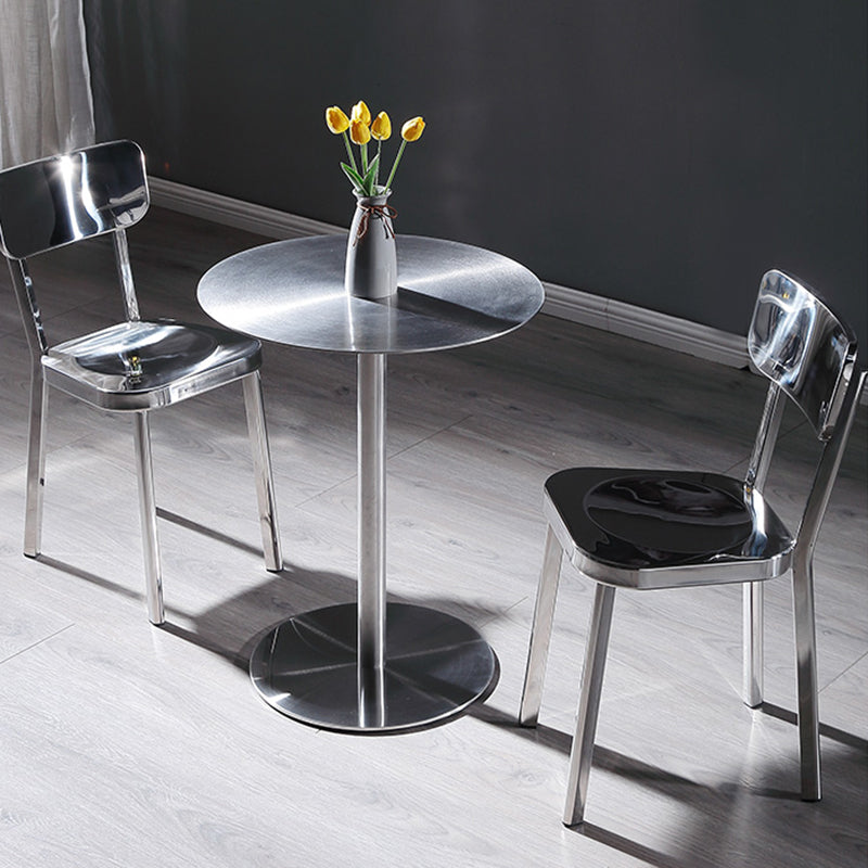 Silver Industrial Dining Chairs Stainless Steel Armless Dining Side Chair