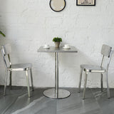Silver Industrial Dining Chairs Stainless Steel Armless Dining Side Chair