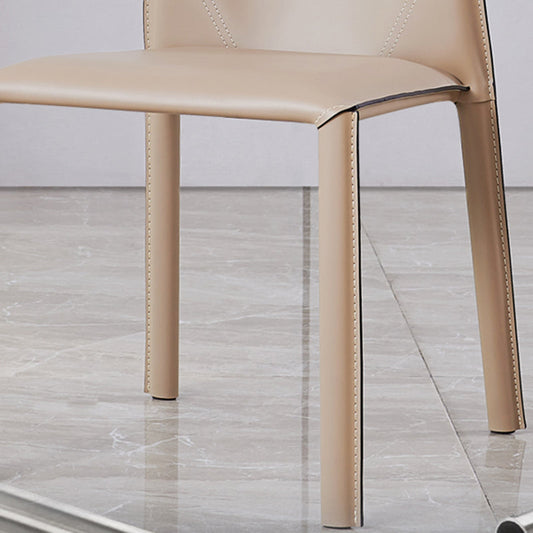 Modern Low Back Dining Chairs Faux Leather Armless Side Chair