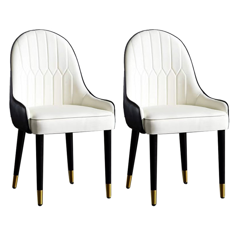 Contemporary Faux Leather Dining Chairs Parsons Armless Dining Chairs White 2 Piece Set Clearhalo 'Dining Chairs' 'Dining Tables & Seating' 'dining_chair' 'furn' 'furn_dining_chair' 'Furniture' 'Kitchen & Dining Furniture' 5863320