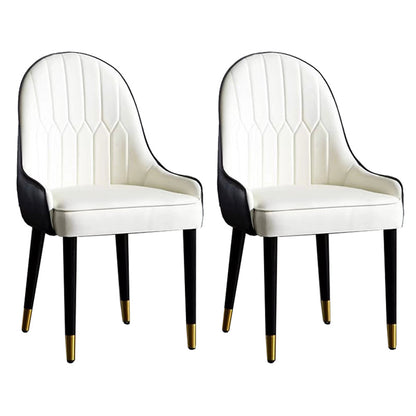 Contemporary Faux Leather Dining Chairs Parsons Armless Dining Chairs White 2 Piece Set Clearhalo 'Dining Chairs' 'Dining Tables & Seating' 'dining_chair' 'furn' 'furn_dining_chair' 'Furniture' 'Kitchen & Dining Furniture' 5863320