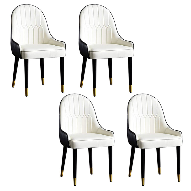Contemporary Faux Leather Dining Chairs Parsons Armless Dining Chairs White 4 Piece Set Clearhalo 'Dining Chairs' 'Dining Tables & Seating' 'dining_chair' 'furn' 'furn_dining_chair' 'Furniture' 'Kitchen & Dining Furniture' 5863322