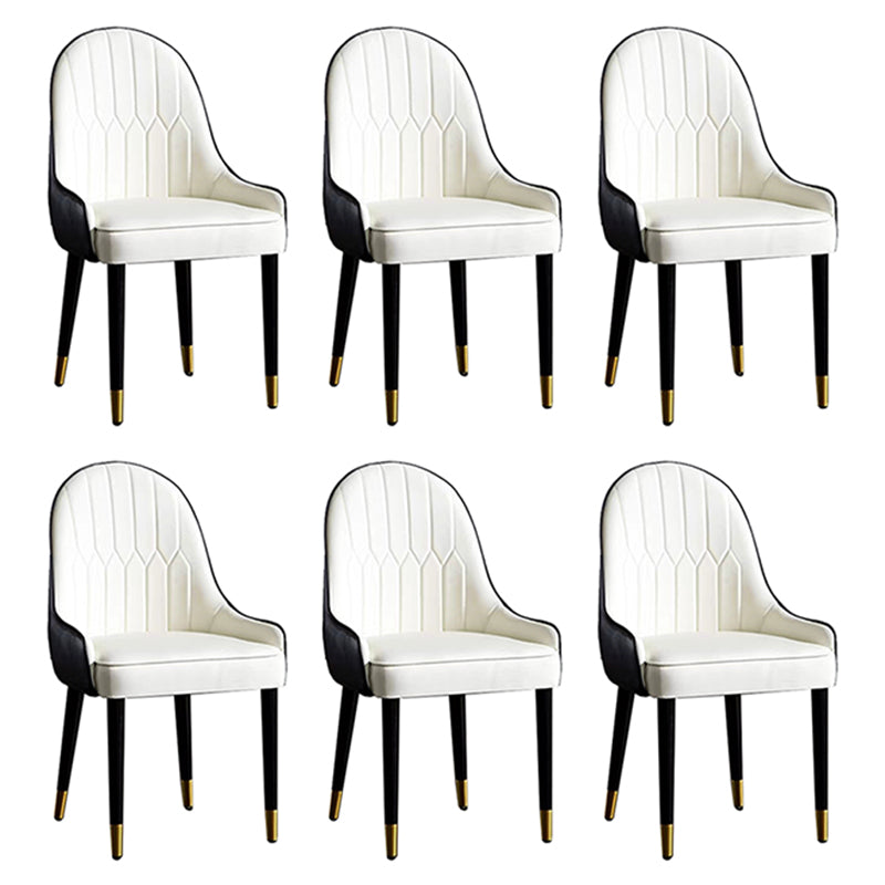 Contemporary Faux Leather Dining Chairs Parsons Armless Dining Chairs White 6 Piece Set Clearhalo 'Dining Chairs' 'Dining Tables & Seating' 'dining_chair' 'furn' 'furn_dining_chair' 'Furniture' 'Kitchen & Dining Furniture' 5863324