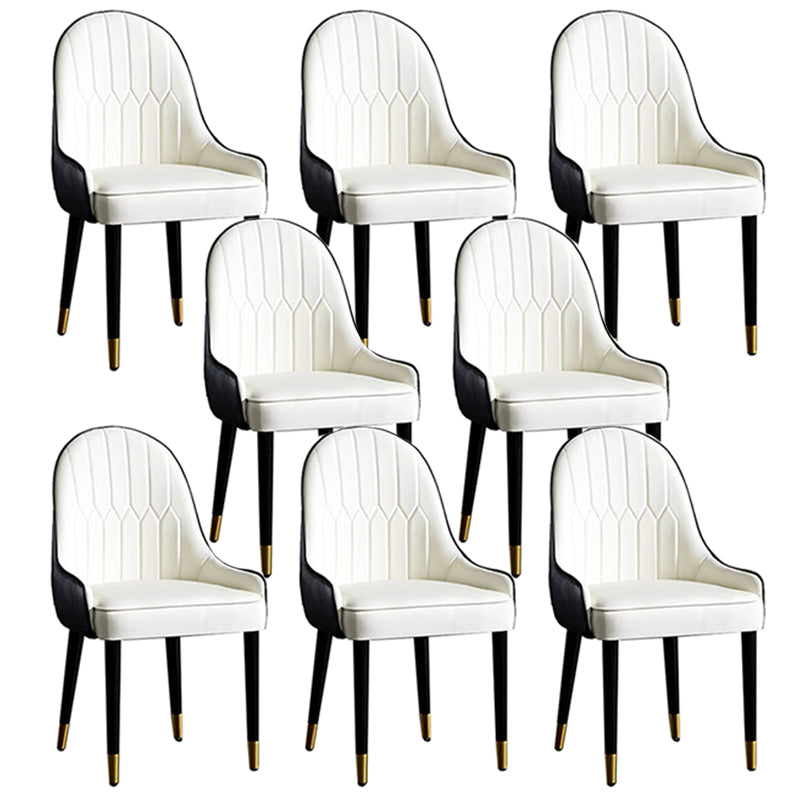 Contemporary Faux Leather Dining Chairs Parsons Armless Dining Chairs White 8 Piece Set Clearhalo 'Dining Chairs' 'Dining Tables & Seating' 'dining_chair' 'furn' 'furn_dining_chair' 'Furniture' 'Kitchen & Dining Furniture' 5863326