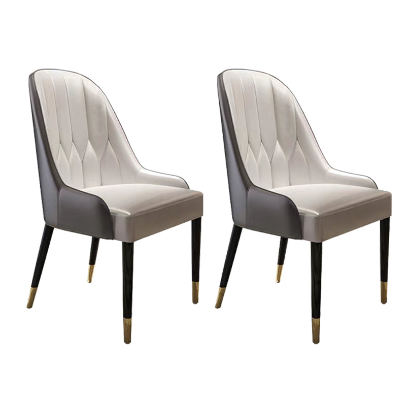 Contemporary Faux Leather Dining Chairs Parsons Armless Dining Chairs Off-White 2 Piece Set Clearhalo 'Dining Chairs' 'Dining Tables & Seating' 'dining_chair' 'furn' 'furn_dining_chair' 'Furniture' 'Kitchen & Dining Furniture' 5863329