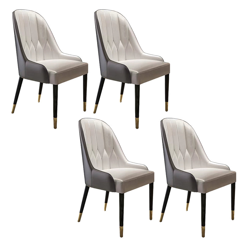 Contemporary Faux Leather Dining Chairs Parsons Armless Dining Chairs Off-White 4 Piece Set Clearhalo 'Dining Chairs' 'Dining Tables & Seating' 'dining_chair' 'furn' 'furn_dining_chair' 'Furniture' 'Kitchen & Dining Furniture' 5863331