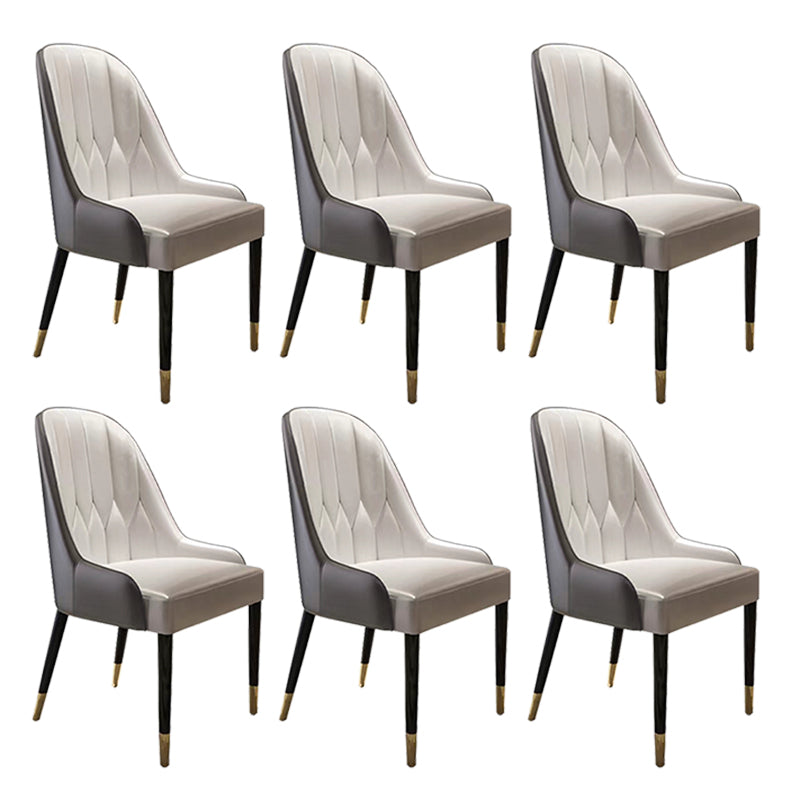 Contemporary Faux Leather Dining Chairs Parsons Armless Dining Chairs Off-White 6 Piece Set Clearhalo 'Dining Chairs' 'Dining Tables & Seating' 'dining_chair' 'furn' 'furn_dining_chair' 'Furniture' 'Kitchen & Dining Furniture' 5863332