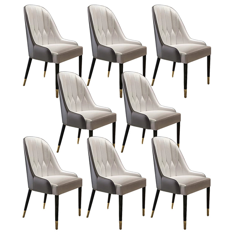 Contemporary Faux Leather Dining Chairs Parsons Armless Dining Chairs Off-White 8 Piece Set Clearhalo 'Dining Chairs' 'Dining Tables & Seating' 'dining_chair' 'furn' 'furn_dining_chair' 'Furniture' 'Kitchen & Dining Furniture' 5863333