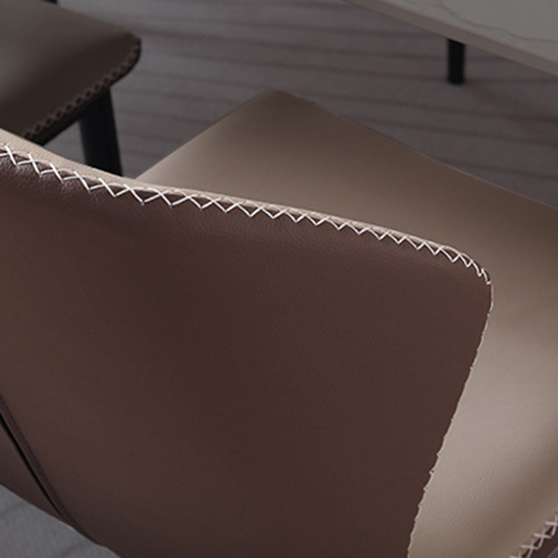 現代のアームレスダイニングチェアフェイクレザーウィングバックサイドチェア