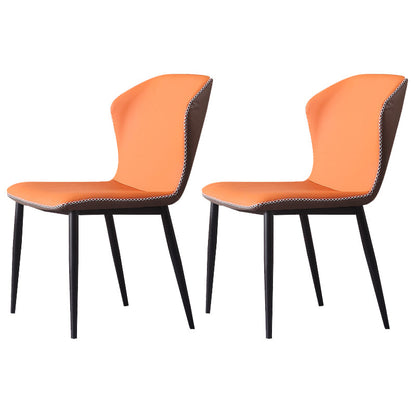 現代のアームレスダイニングチェアフェイクレザーウィングバックサイドチェア