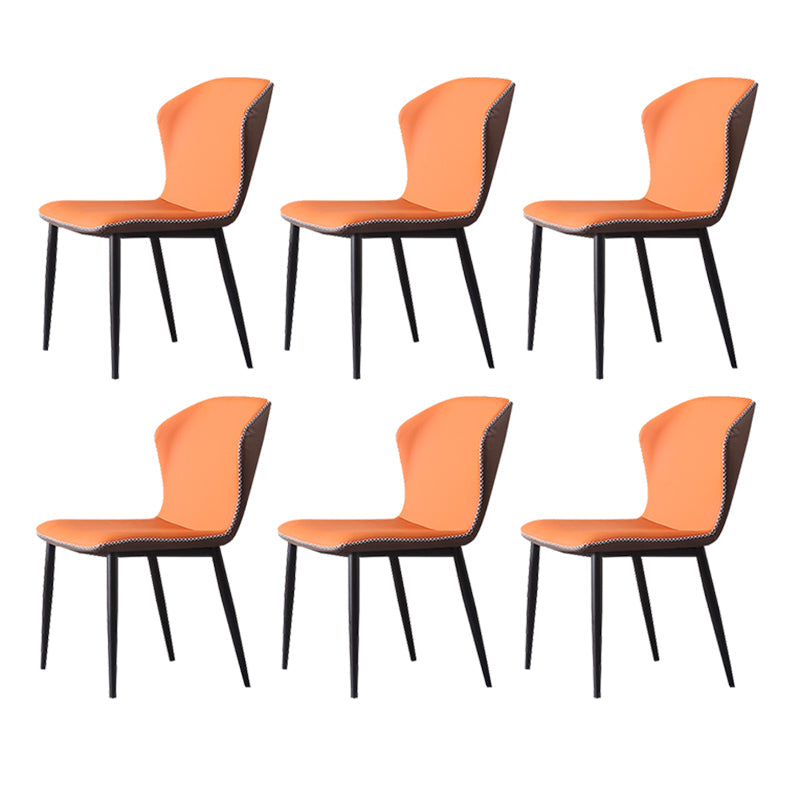 現代のアームレスダイニングチェアフェイクレザーウィングバックサイドチェア