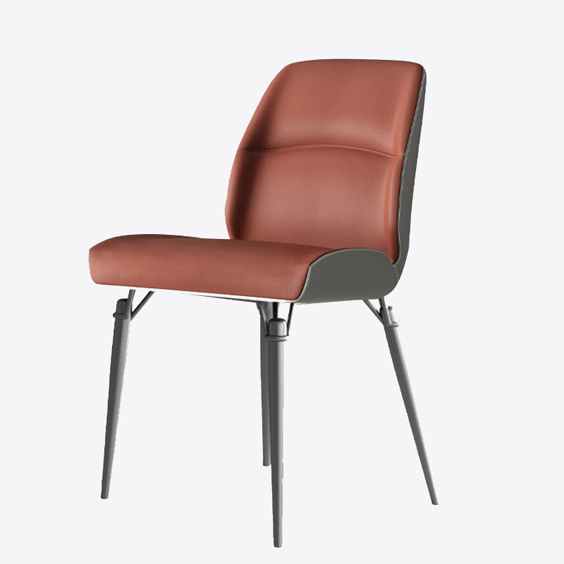 Contemporary Dining Chairs Armless Dining Chair with Metal Legs for Kitchen Orange 1 Piece Clearhalo 'Dining Chairs' 'Dining Tables & Seating' 'dining_chair' 'furn' 'furn_dining_chair' 'Furniture' 'Kitchen & Dining Furniture' 5863395