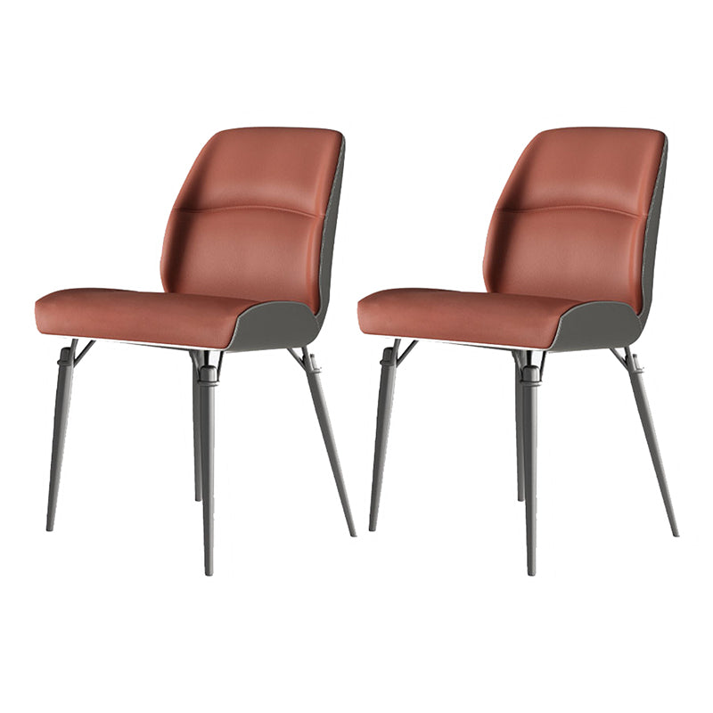 Contemporary Dining Chairs Armless Dining Chair with Metal Legs for Kitchen Orange 2 Piece Set Clearhalo 'Dining Chairs' 'Dining Tables & Seating' 'dining_chair' 'furn' 'furn_dining_chair' 'Furniture' 'Kitchen & Dining Furniture' 5863396
