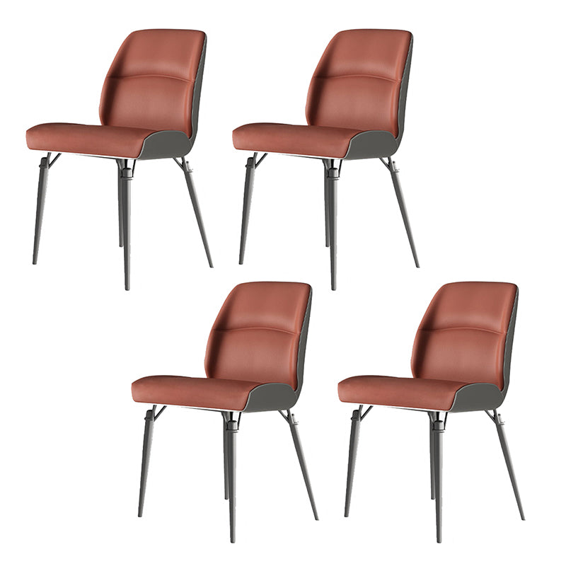 Contemporary Dining Chairs Armless Dining Chair with Metal Legs for Kitchen Orange 4 Piece Set Clearhalo 'Dining Chairs' 'Dining Tables & Seating' 'dining_chair' 'furn' 'furn_dining_chair' 'Furniture' 'Kitchen & Dining Furniture' 5863398