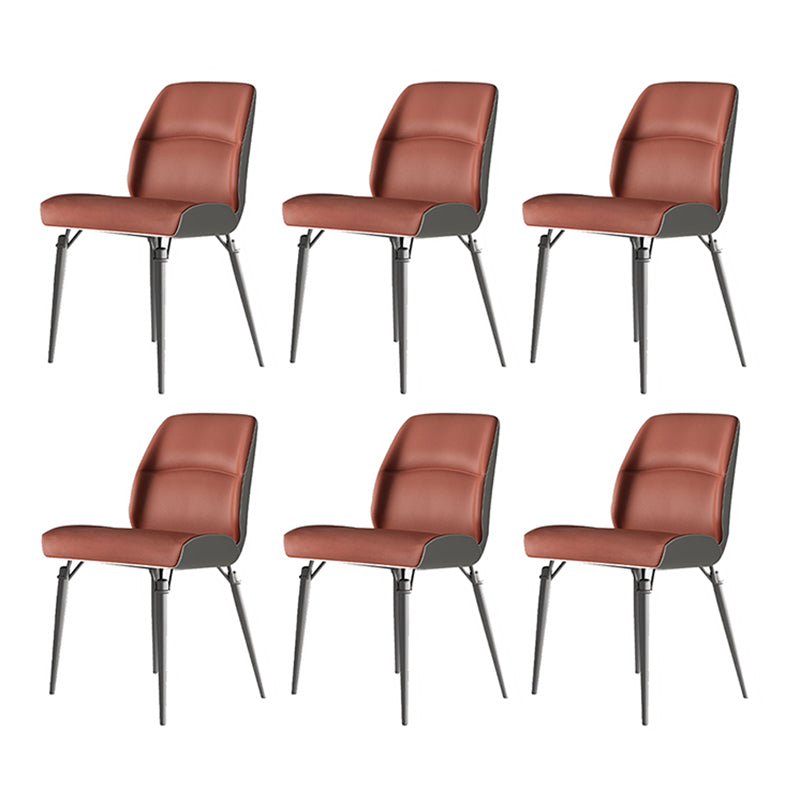 Contemporary Dining Chairs Armless Dining Chair with Metal Legs for Kitchen Orange 6 Piece Set Clearhalo 'Dining Chairs' 'Dining Tables & Seating' 'dining_chair' 'furn' 'furn_dining_chair' 'Furniture' 'Kitchen & Dining Furniture' 5863400