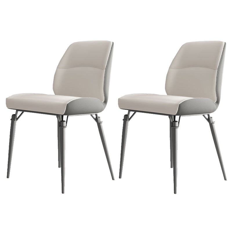 Contemporary Dining Chairs Armless Dining Chair with Metal Legs for Kitchen Cream Gray 2 Piece Set Clearhalo 'Dining Chairs' 'Dining Tables & Seating' 'dining_chair' 'furn' 'furn_dining_chair' 'Furniture' 'Kitchen & Dining Furniture' 5863405