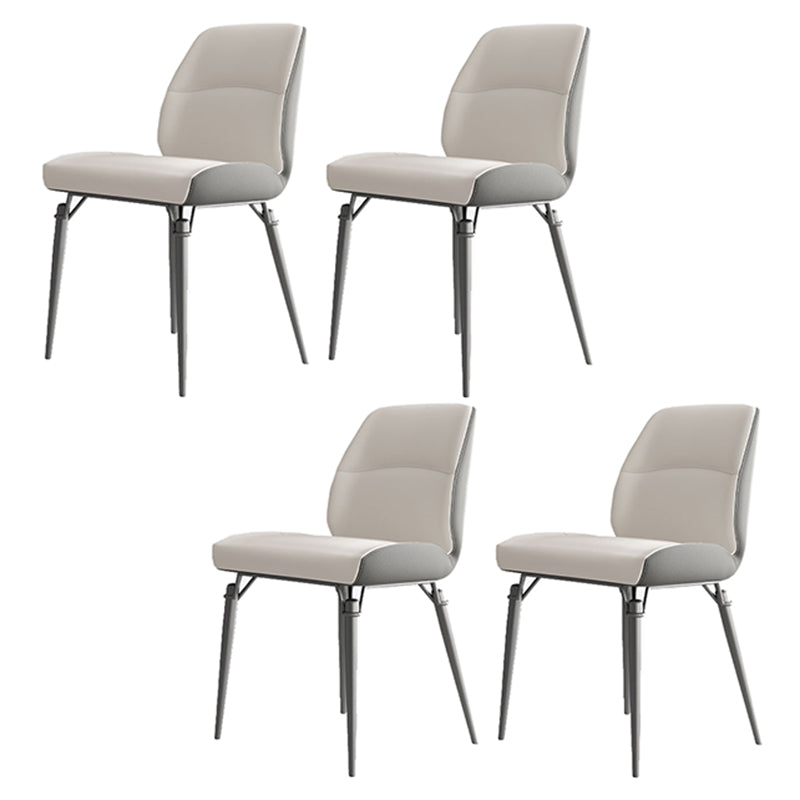 Contemporary Dining Chairs Armless Dining Chair with Metal Legs for Kitchen Cream Gray 4 Piece Set Clearhalo 'Dining Chairs' 'Dining Tables & Seating' 'dining_chair' 'furn' 'furn_dining_chair' 'Furniture' 'Kitchen & Dining Furniture' 5863408