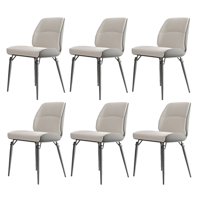 Contemporary Dining Chairs Armless Dining Chair with Metal Legs for Kitchen Cream Gray 6 Piece Set Clearhalo 'Dining Chairs' 'Dining Tables & Seating' 'dining_chair' 'furn' 'furn_dining_chair' 'Furniture' 'Kitchen & Dining Furniture' 5863410
