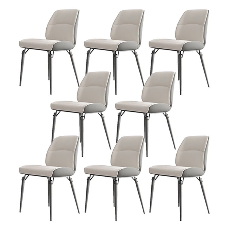 Contemporary Dining Chairs Armless Dining Chair with Metal Legs for Kitchen Cream Gray 8 Piece Set Clearhalo 'Dining Chairs' 'Dining Tables & Seating' 'dining_chair' 'furn' 'furn_dining_chair' 'Furniture' 'Kitchen & Dining Furniture' 5863411