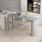 Scandinavian Metal Barstool Low Back Fabric Upholstered Counter Stool in Matte Finish